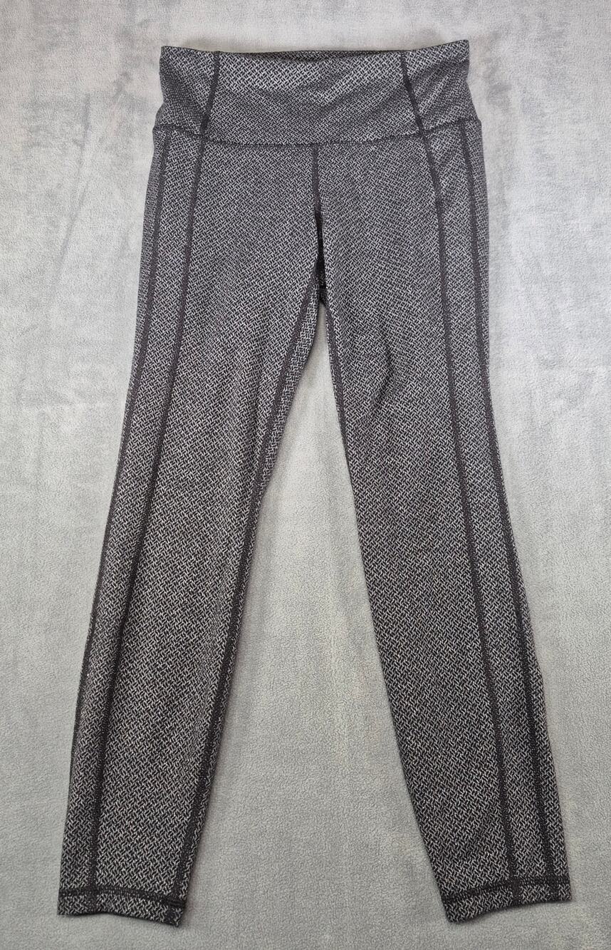 Athleta Gray Black Herringbone High Rise Leggings Textured Athletic Pants